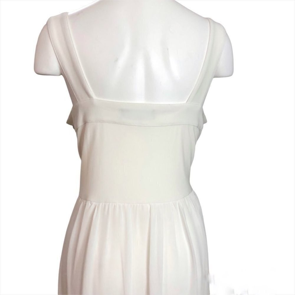 Laura Plus Off White Chiffon Ruffle Gown Size 14 Bridal Black Tie Formal - Picture 6 of 9